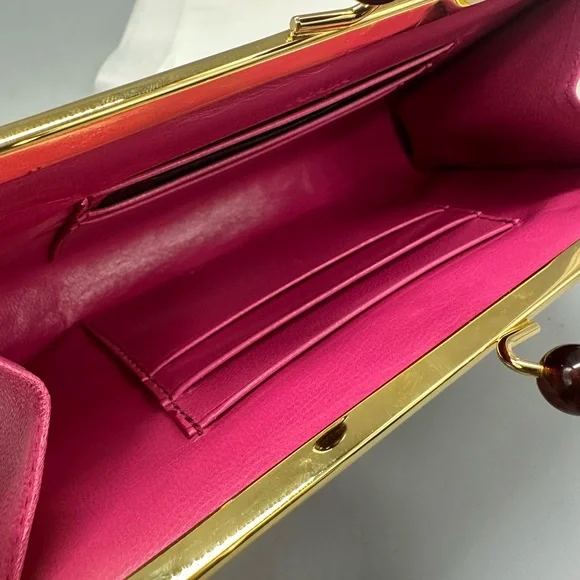 Prada Peonia leather kiss-lock mini clutch bag wallet- new - Picture 6 of 16